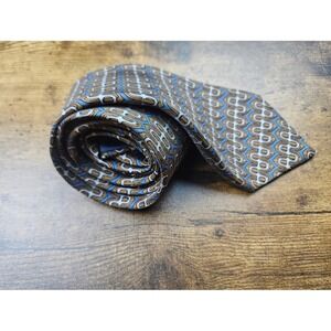 Hermes Paris Silk Tie Men's Geometric Chain Link Pattern Made in France